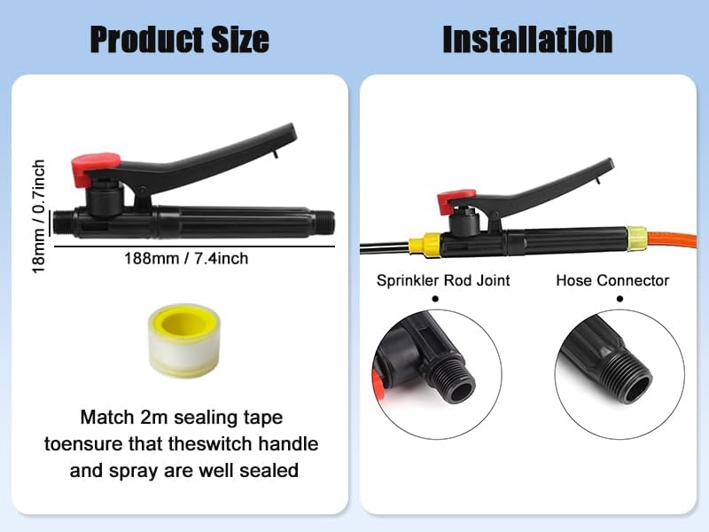 Honsen Pump Action Pressure Sprayer, Trigger Sprayer Handle Parts for Garden Agriculture orchard Forestry Home Manage, Pump Sprayer Wand Replacement, 18 * 1.5mm (a236) - Image 4